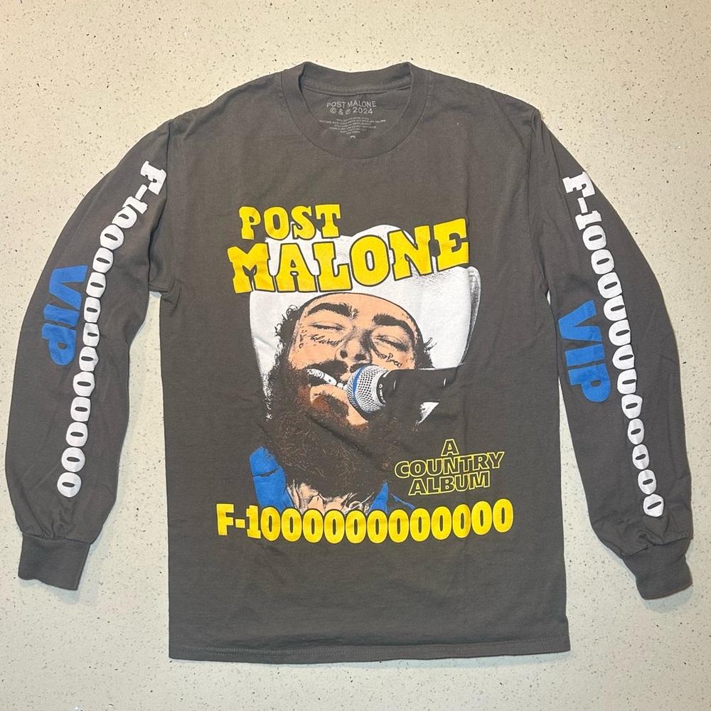 Post Malone F-1 Trillion tour unisex long sleeve tee /pre-loved, sleeve details - Picture 2 of 10